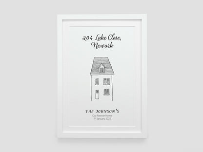 New home illustration print | Personalised house moving gift | Housewarming present | Moving home gift for couples | CHOICE OF DRAWING VA166