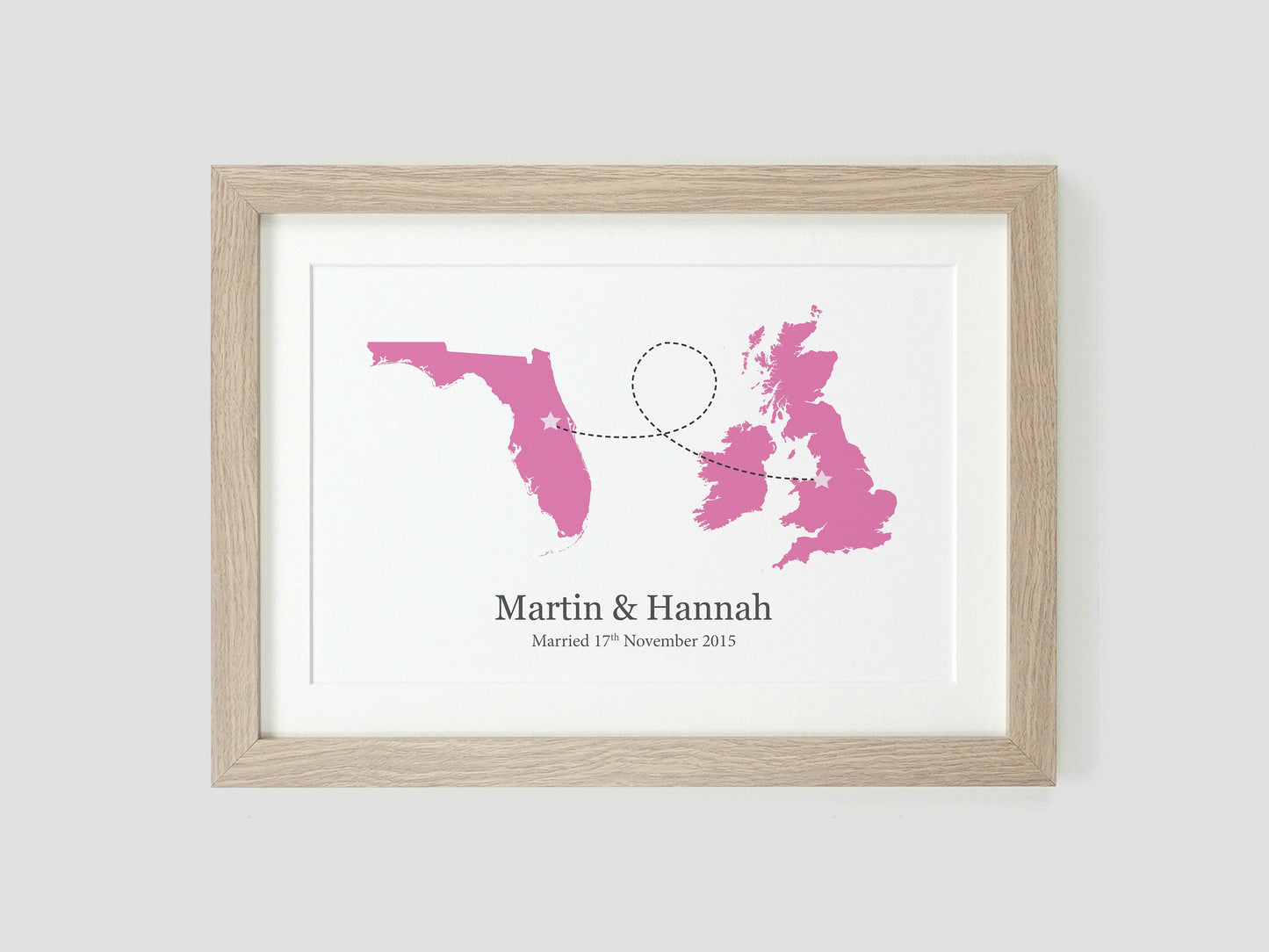 Leaving gift | Moving abroad present | Personalised map print | Gift for friend | Any two maps | Couples apart *CHOICE OF COLOUR* VA101