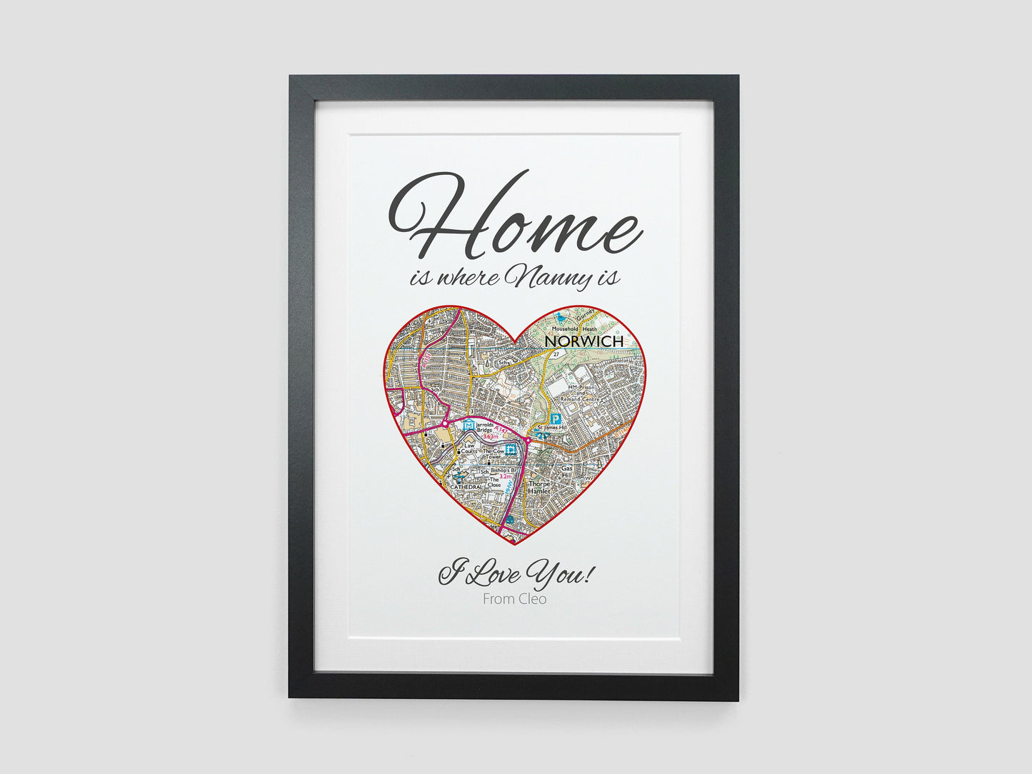 Map gift for Mum Aunt Nan | Home is where mum is | Grandparents gift | Birthday present for Mummy Aunt Nan Mom Grandma | Map Present VA124