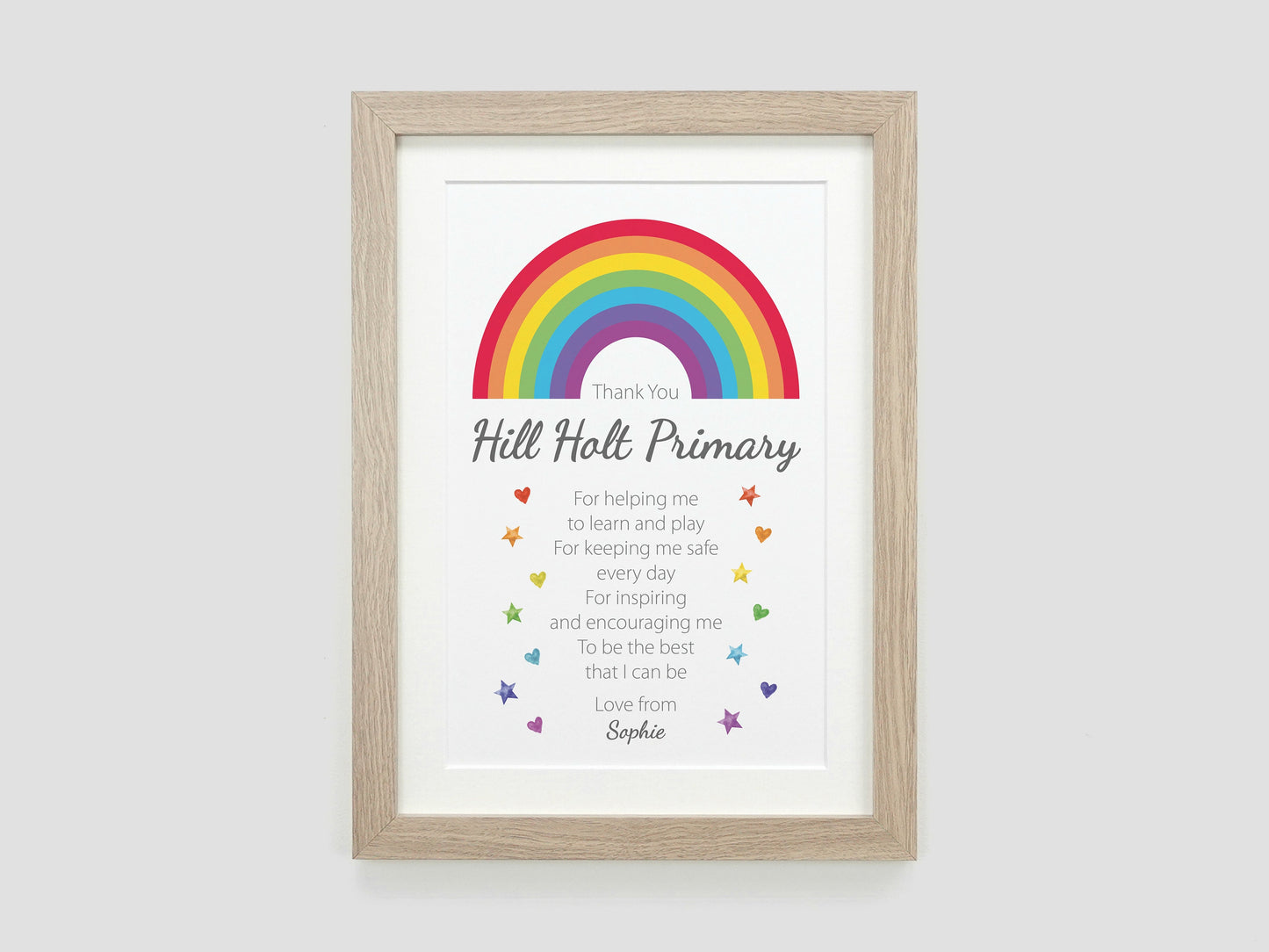 Thank You Teacher Rainbow Gift | Personalised End of Term Teacher Poem | TA School Nursery Print | Teacher Leaving Thank You Present VA154