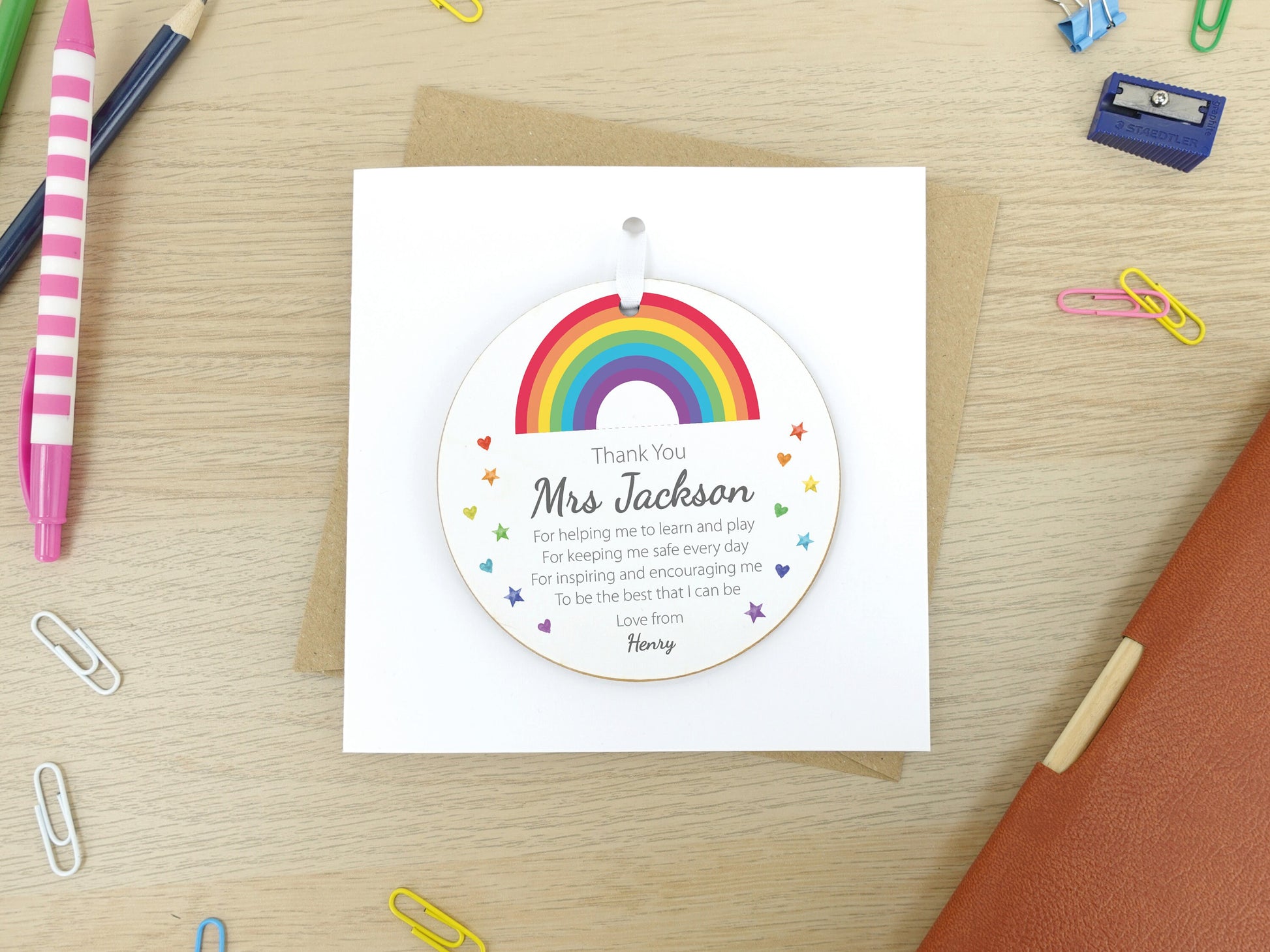 Thank you teacher gift | Personalised end of term present | Rainbow Teacher TA School Nursery Gift | Leaving gift for teacher VA027