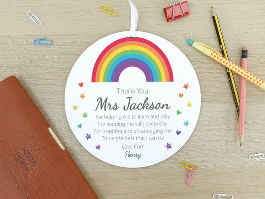 Thank you teacher gift | Personalised end of term present | Rainbow Teacher TA School Nursery Gift | Leaving gift for teacher VA027