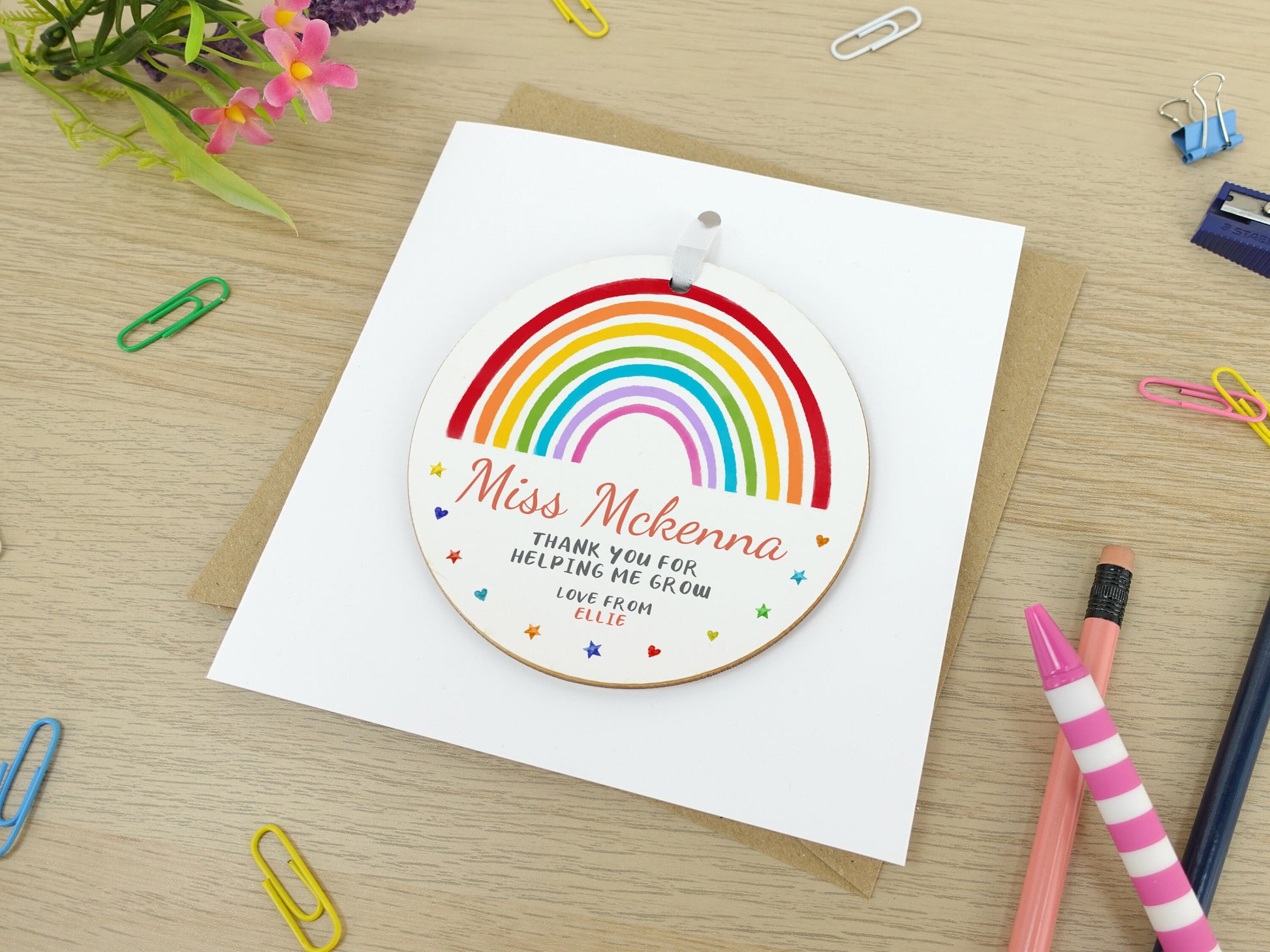 Personalised teacher gift | End of term present | Thank you Rainbow Gift | Teacher TA School Nursery Gift | Leaving gift for teacher VA028