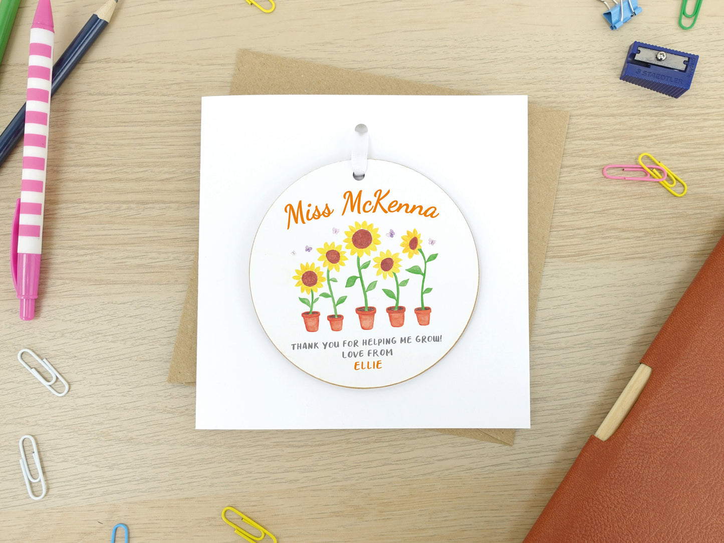 End of term sunflower gift | Thank you teacher present | Thank you for helping me grow | Gift for teacher school nursery gift VA029