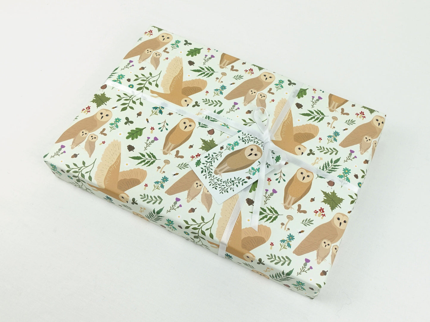 Owl wrapping paper | Woodland animals eco friendly gift wrap | Premium quality sheets + Tags | Zero plastic packaging 70x50cm