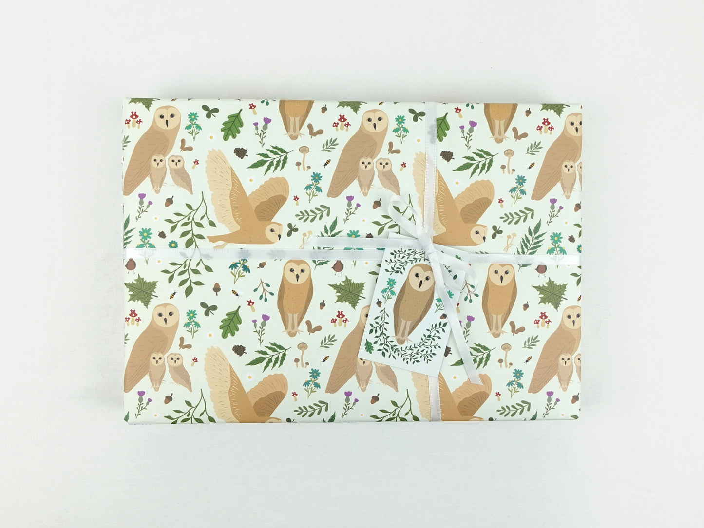 Owl wrapping paper | Woodland animals eco friendly gift wrap | Premium quality sheets + Tags | Zero plastic packaging 70x50cm