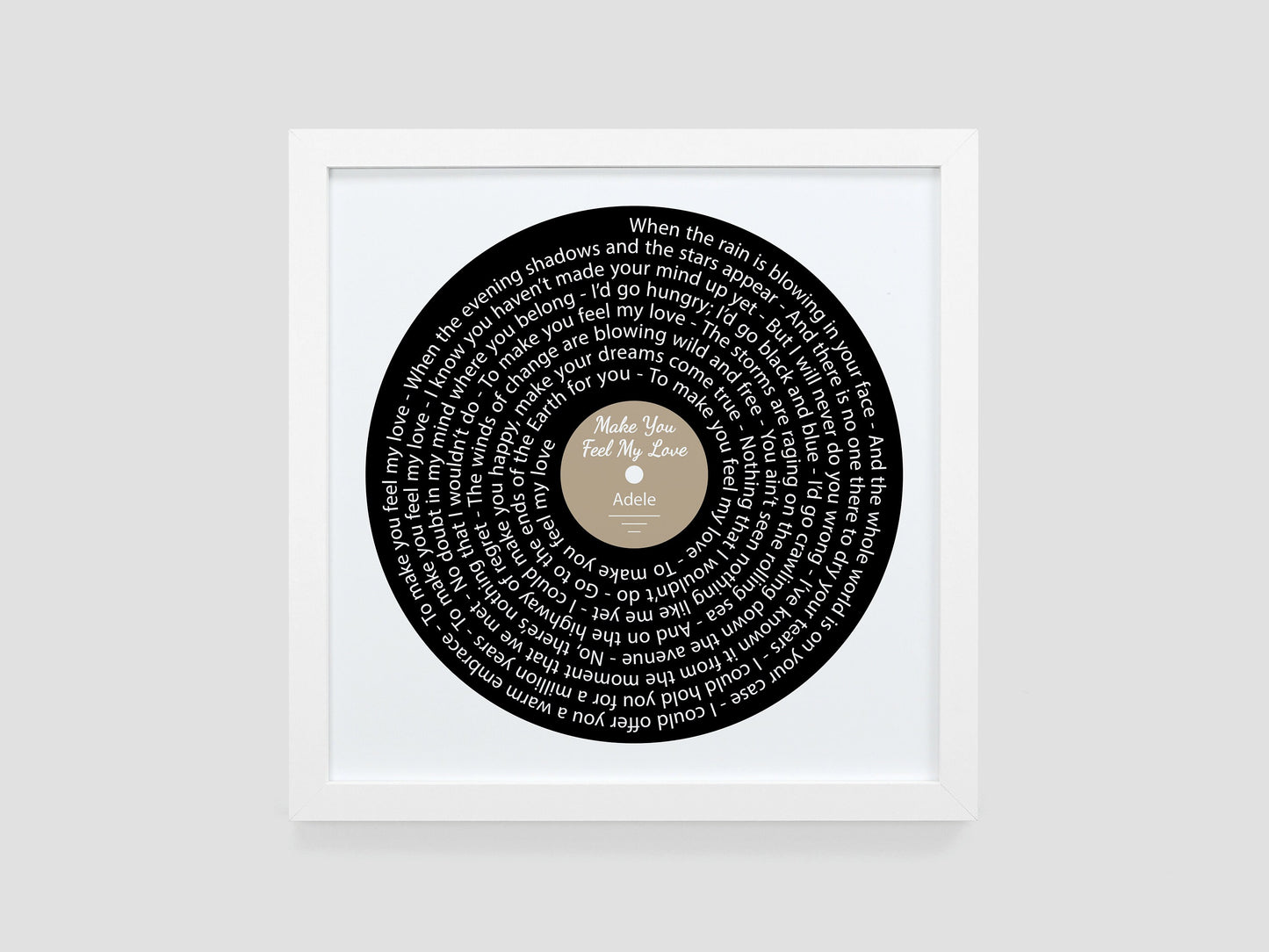 Make You Feel My Love - Adele | Song lyric gift | Vinyl record print | First Dance present | Wedding gift | Anniversary present VA009