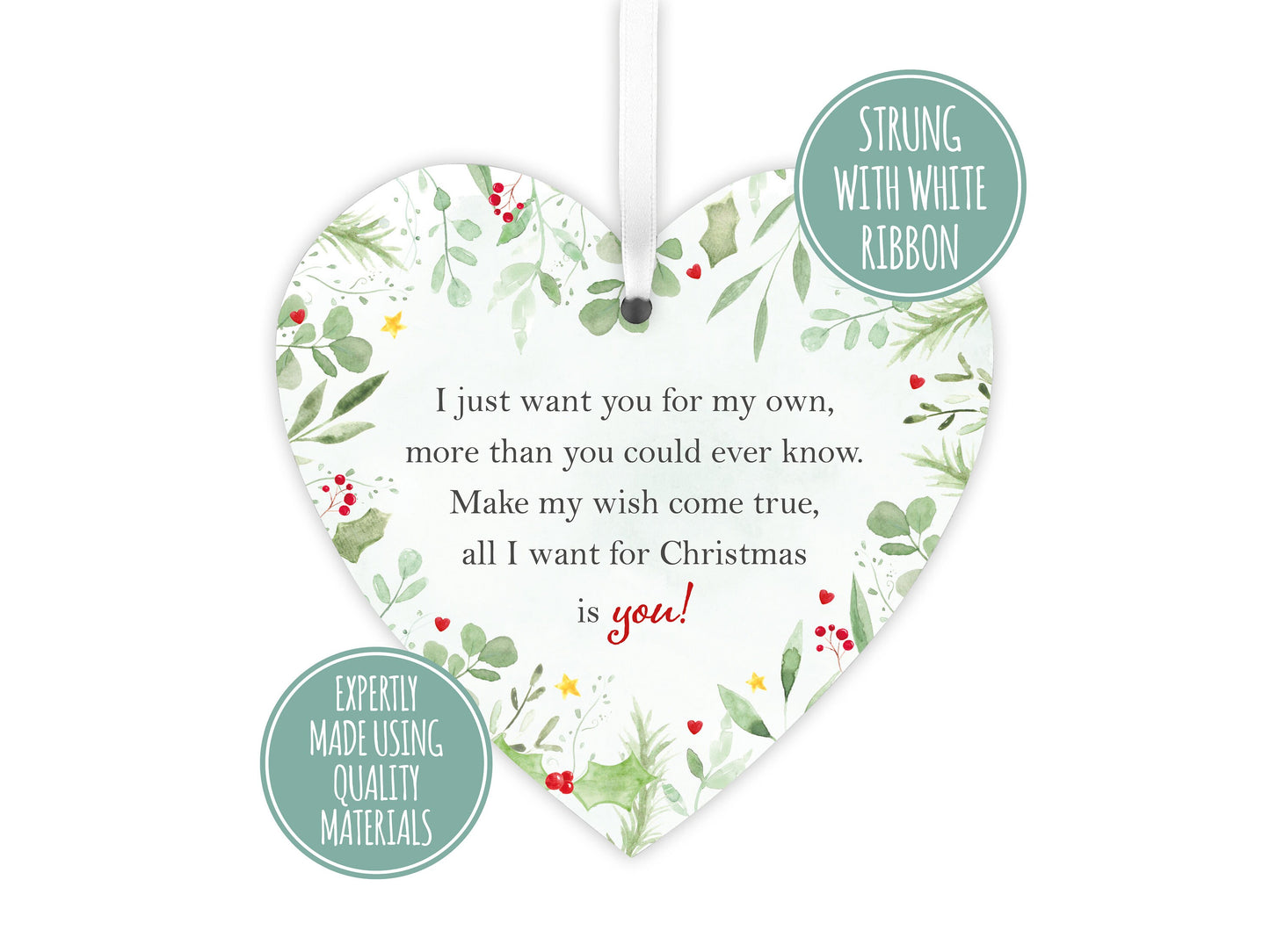 Stocking filler for girlfriend or wife | Handmade wooden heart | Christmas present | Romantic small gift for her LC063