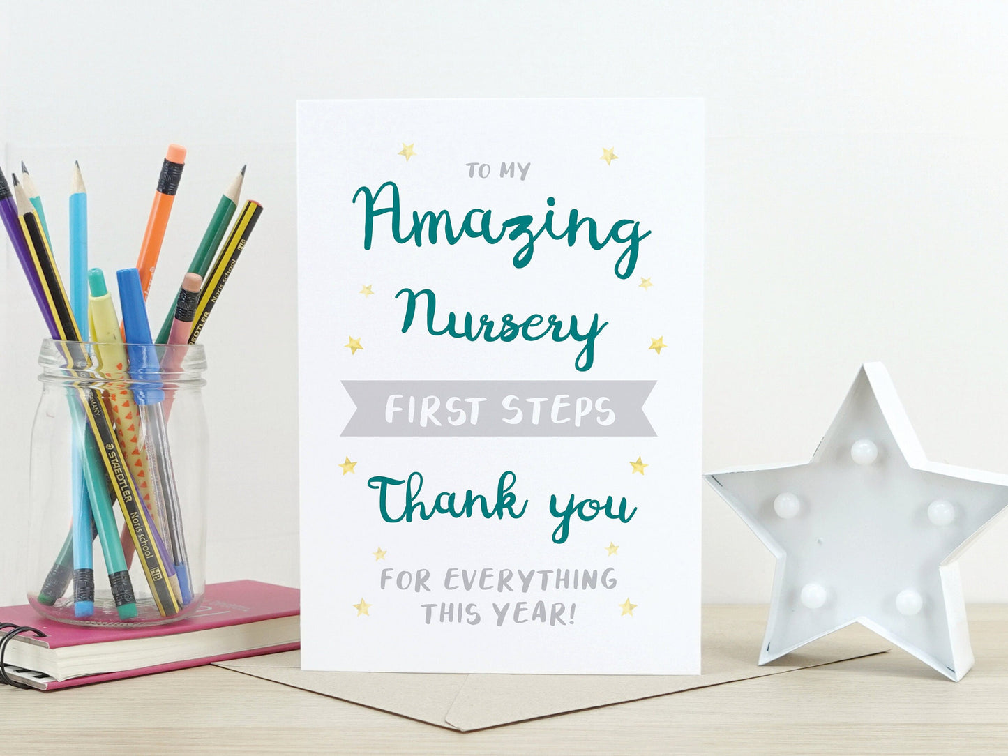Thank you teacher card | Personalised End of term leaving card | Greeting card for teacher nursery school VA037