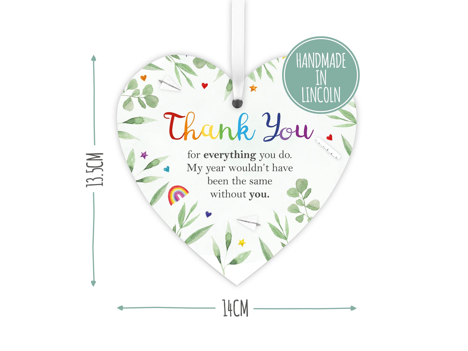 Thank you nursery teacher rainbow gift | Handmade wooden heart poem | End of term TA present | School Teacher Small leaving Gift LC009