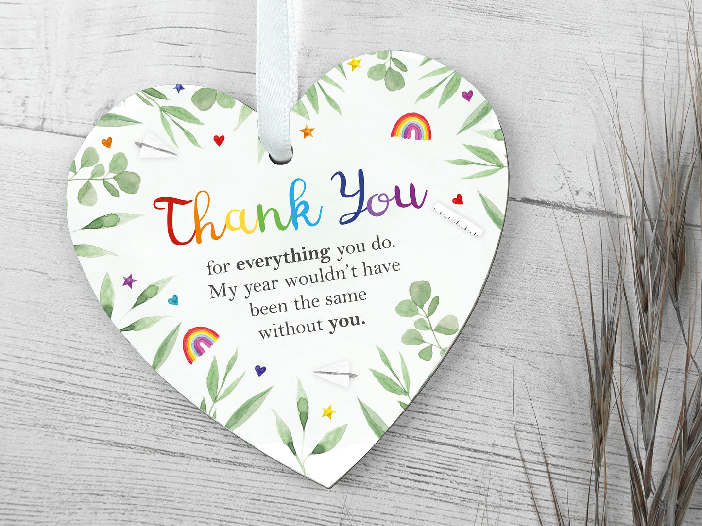 Thank you nursery teacher rainbow gift | Handmade wooden heart poem | End of term TA present | School Teacher Small leaving Gift LC009
