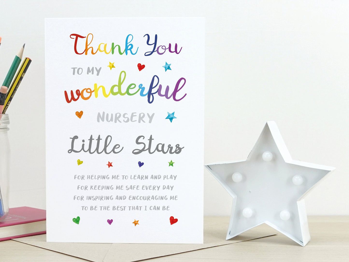 Thank you teacher card | Personalised End of term leaving card | Greeting card for teacher nursery school VA039