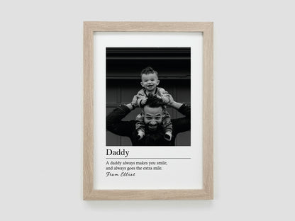Photo gift for dad | Personalised picture gift for dad | Dad definition print | Father's day gift | Birthday present | Gift for him VA065