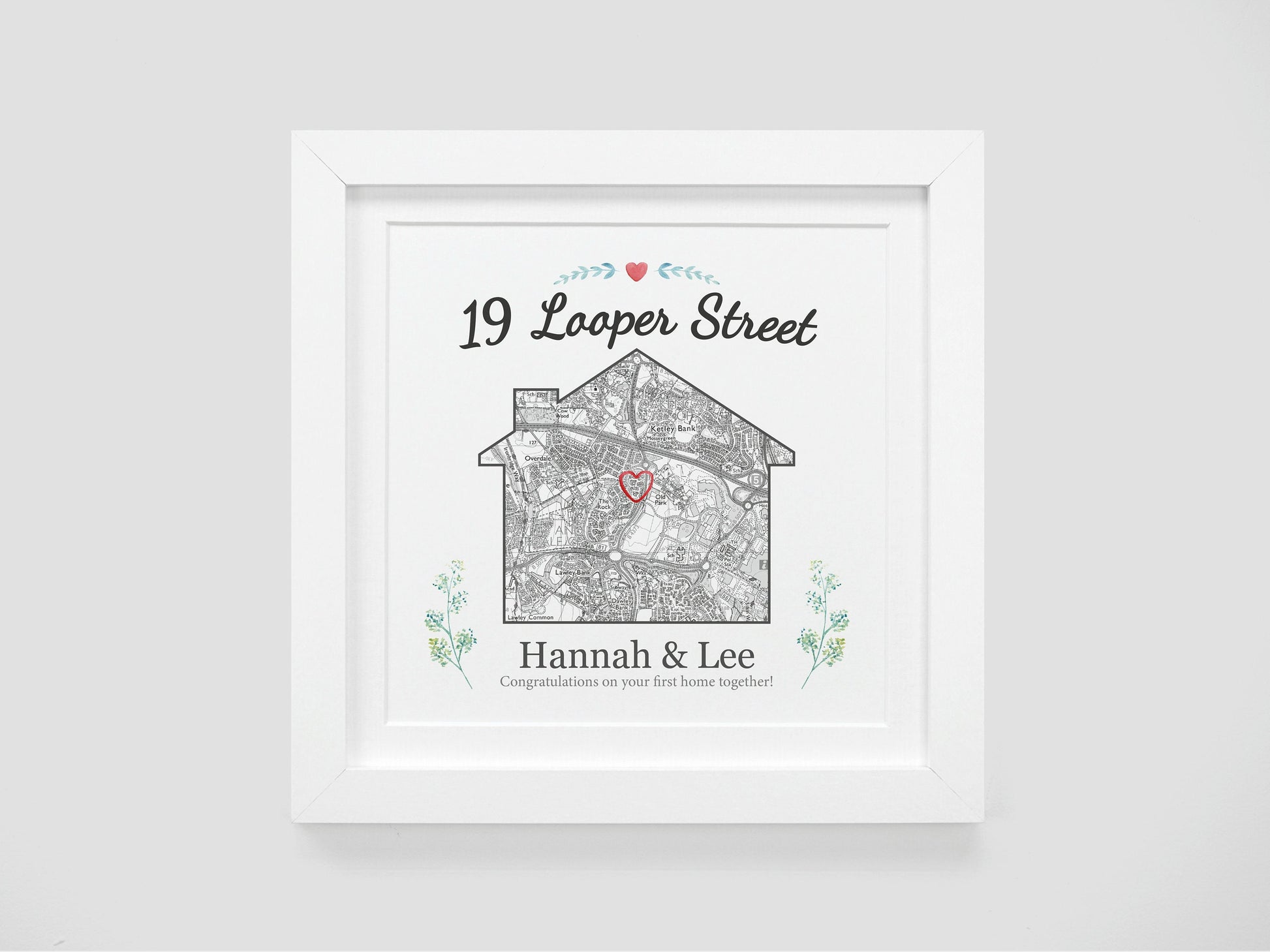 New home gift | Personalised black and white house warming map present VA004