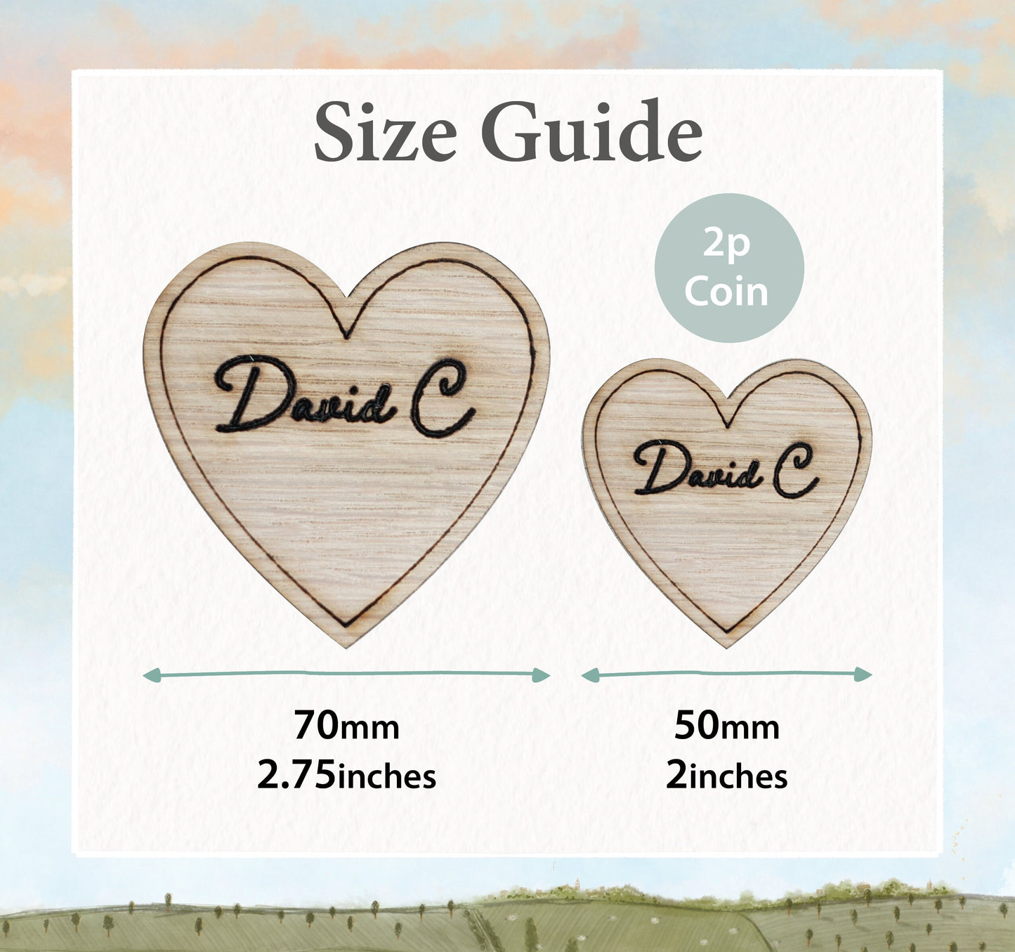Wedding table place names | Wooden heart place setting VA230