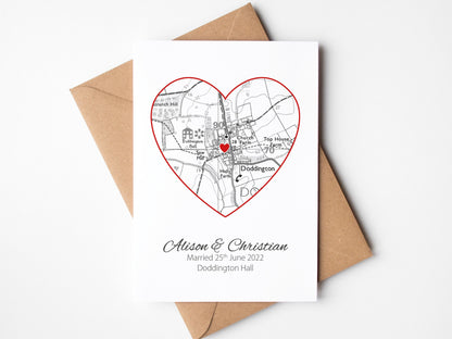 Personalised wedding, engagement or anniversary map card | VA238