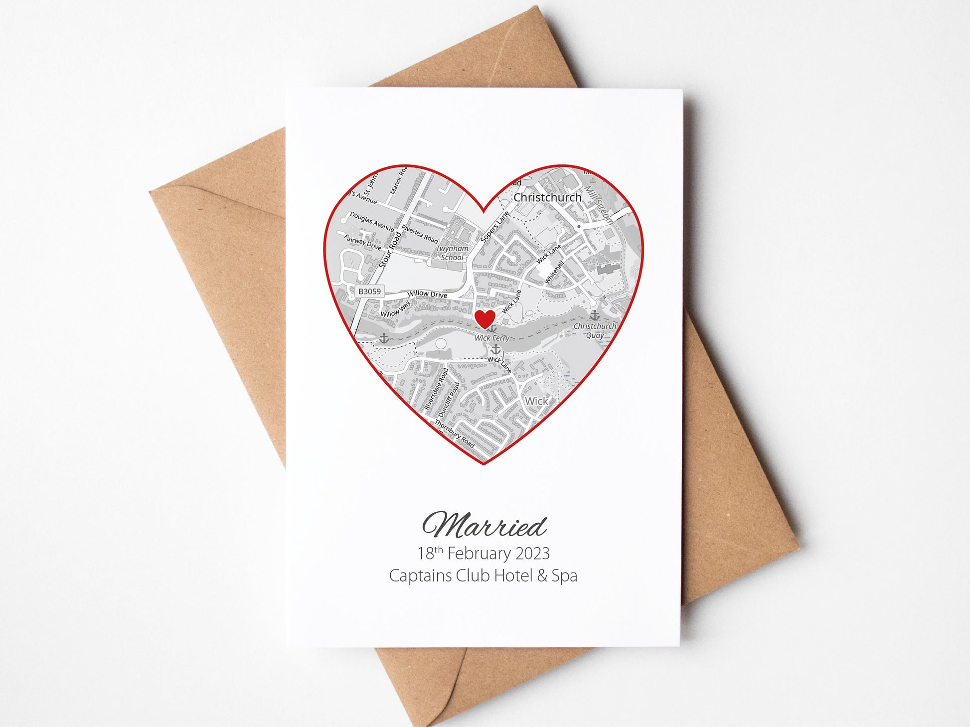 Personalised wedding, engagement or anniversary map card | VA238