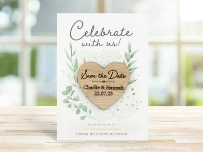 Save the date wooden magnet | Comes with card and envelope VA215