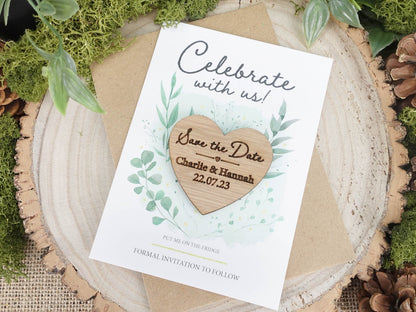 Save the date wooden magnet | Comes with card and envelope VA215