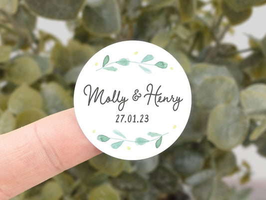 Wedding sticker | Personalised with your names and wedding date VA212