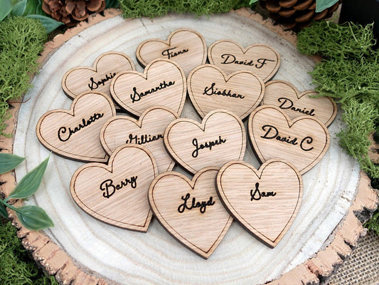 Wedding table place names | Wooden heart place setting VA230