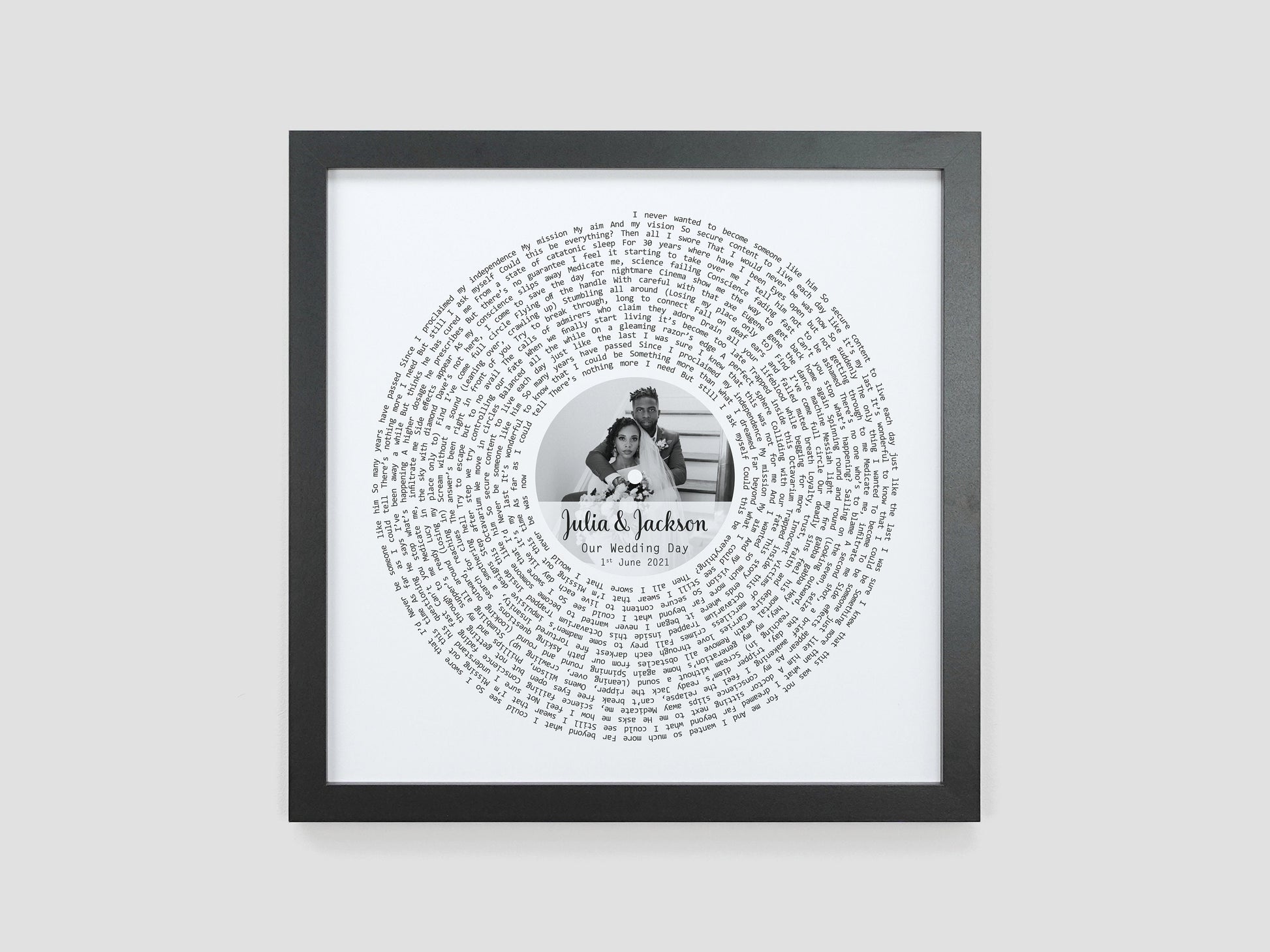 Custom song lyrics print