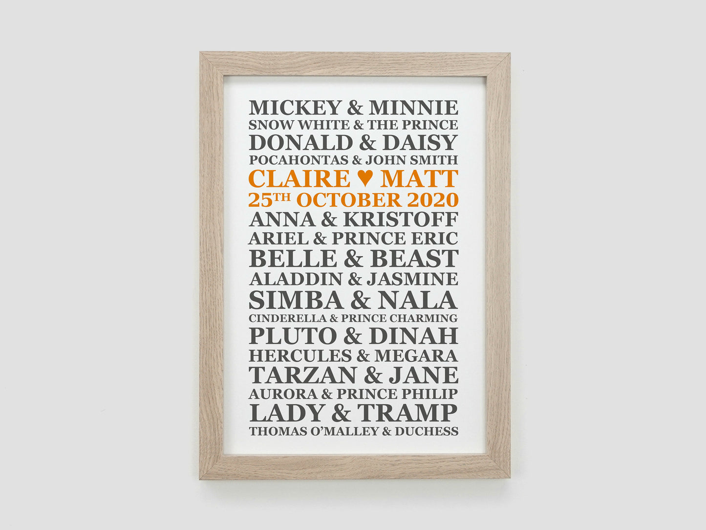 Personalised Disney Wedding Present