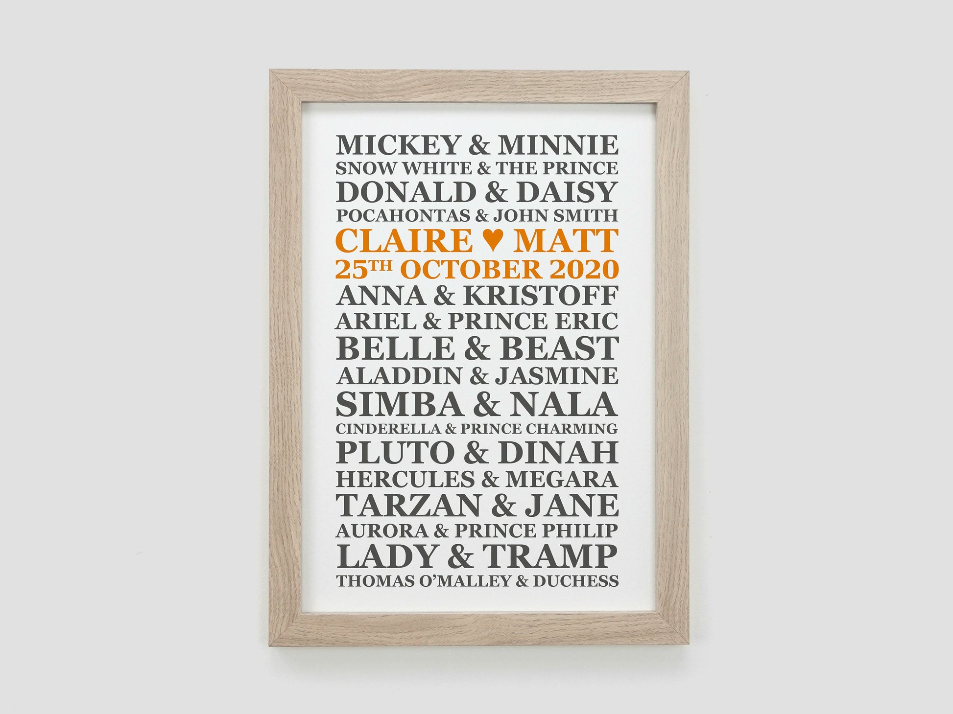 Personalised Disney Wedding Present