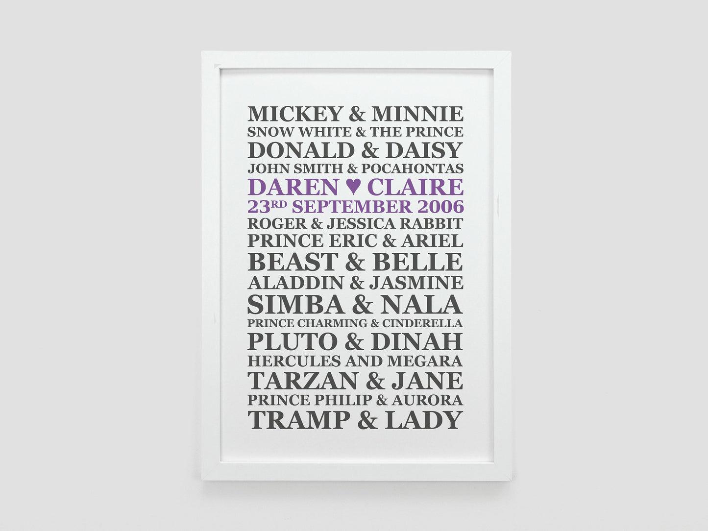 Personalised Disney Wedding Present