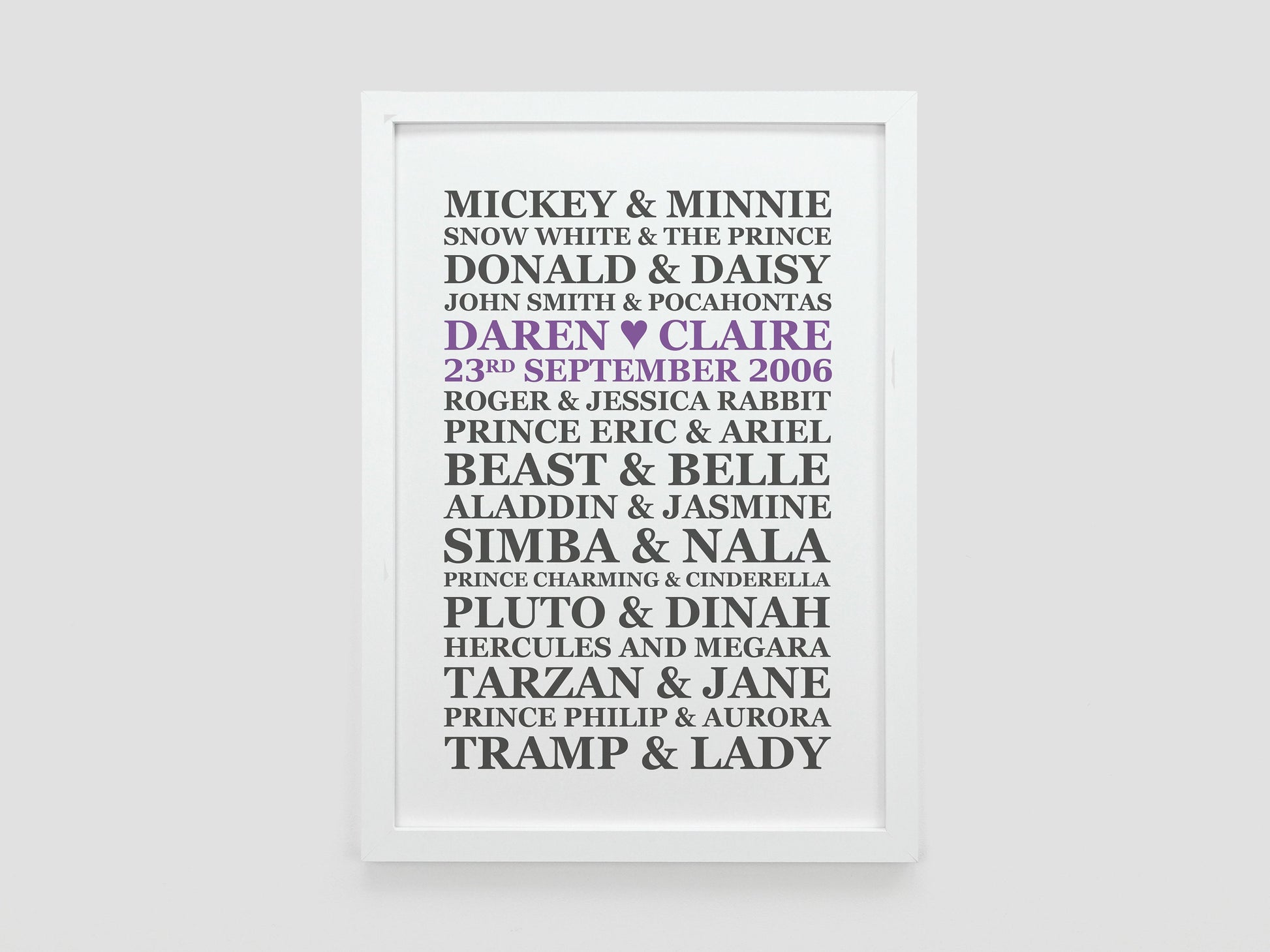 Personalised Disney Wedding Present