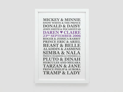Personalised Disney Wedding Present