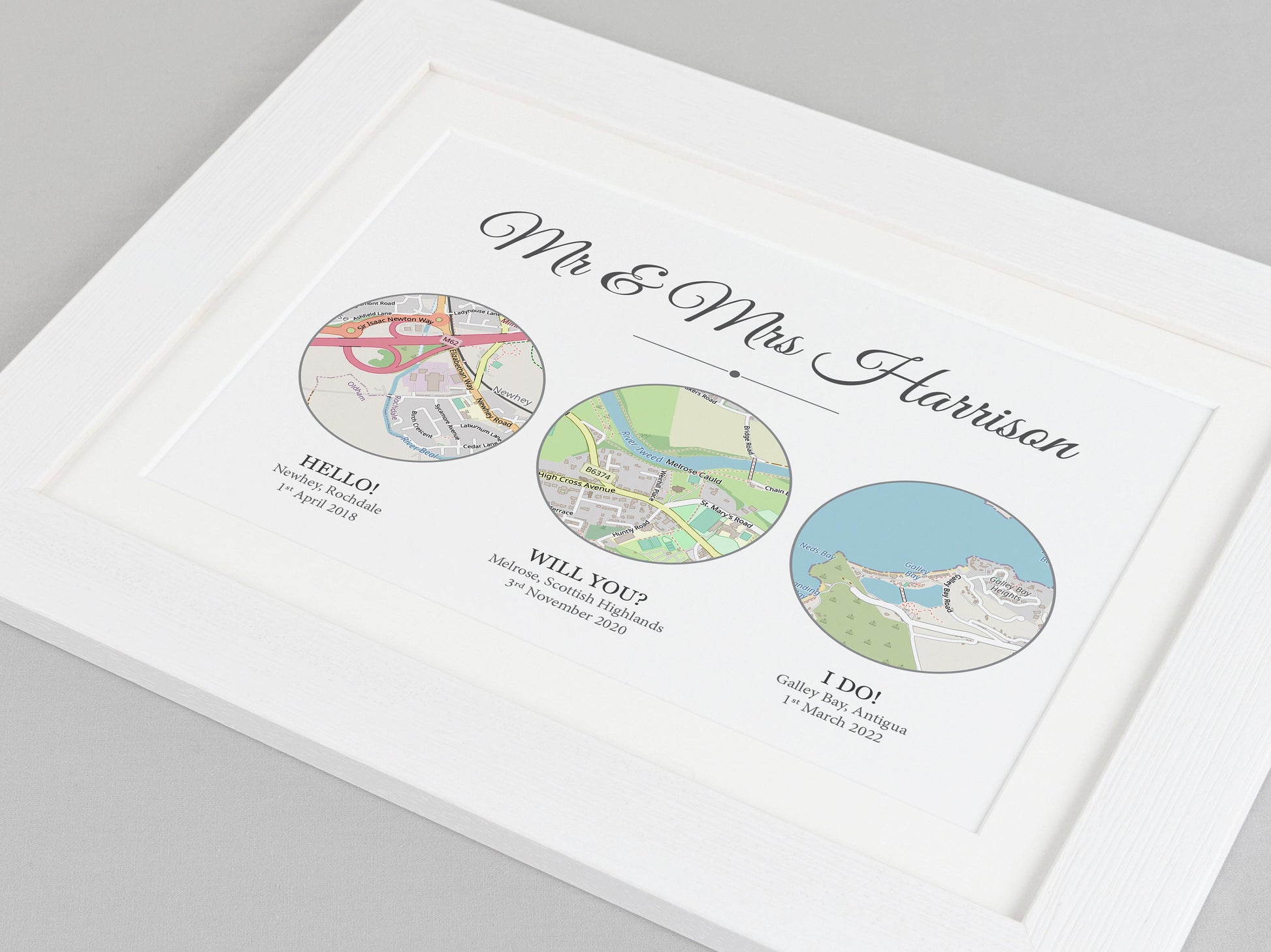Met Engaged Married circle map print