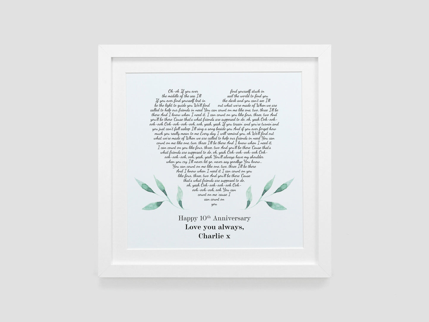 Personalised heart song lyrics gift