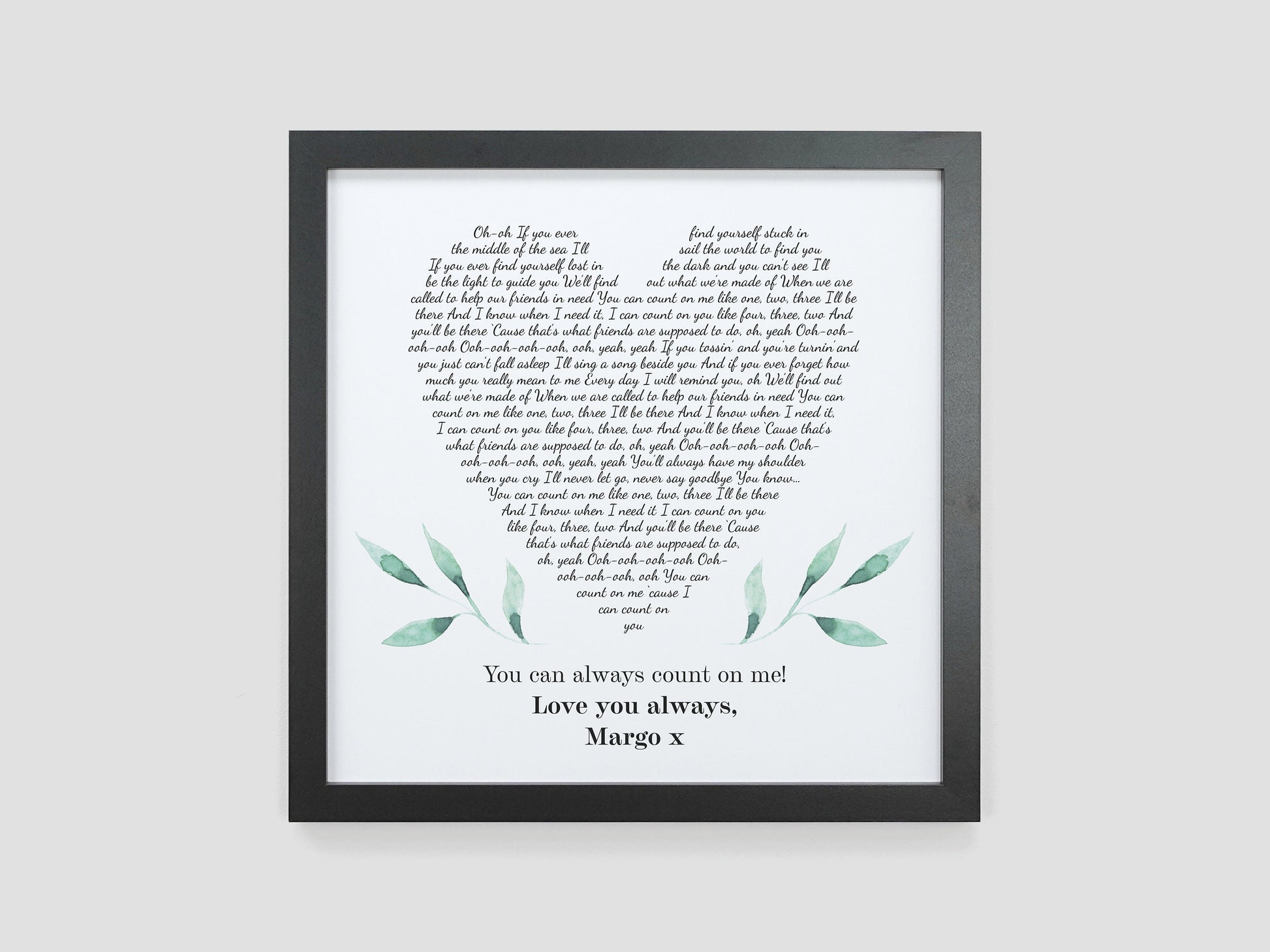 Personalised heart song lyrics gift