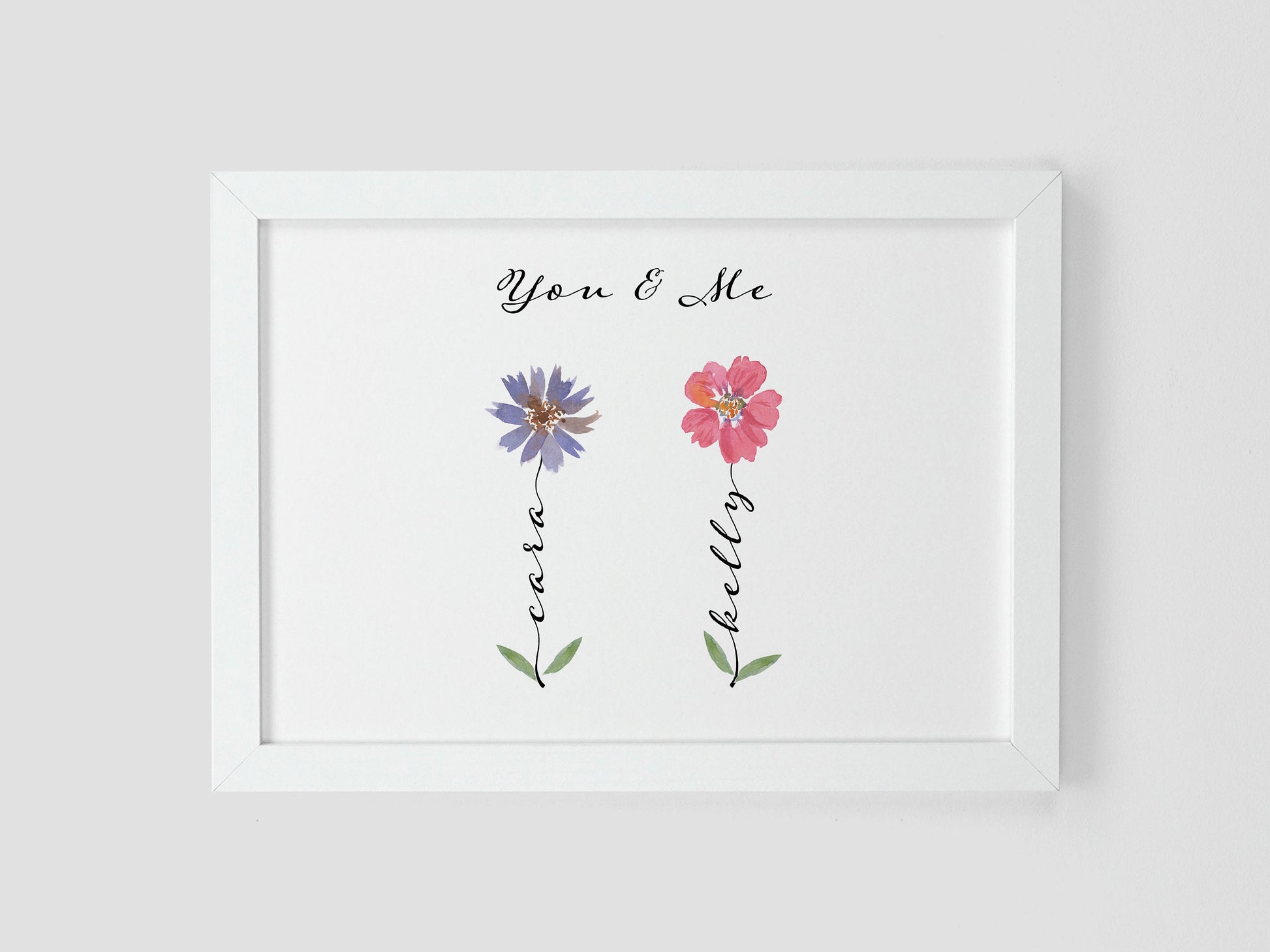 Personalised flower family name print