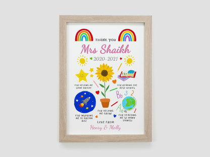 Nursery, School or Teacher personalised thank you gift