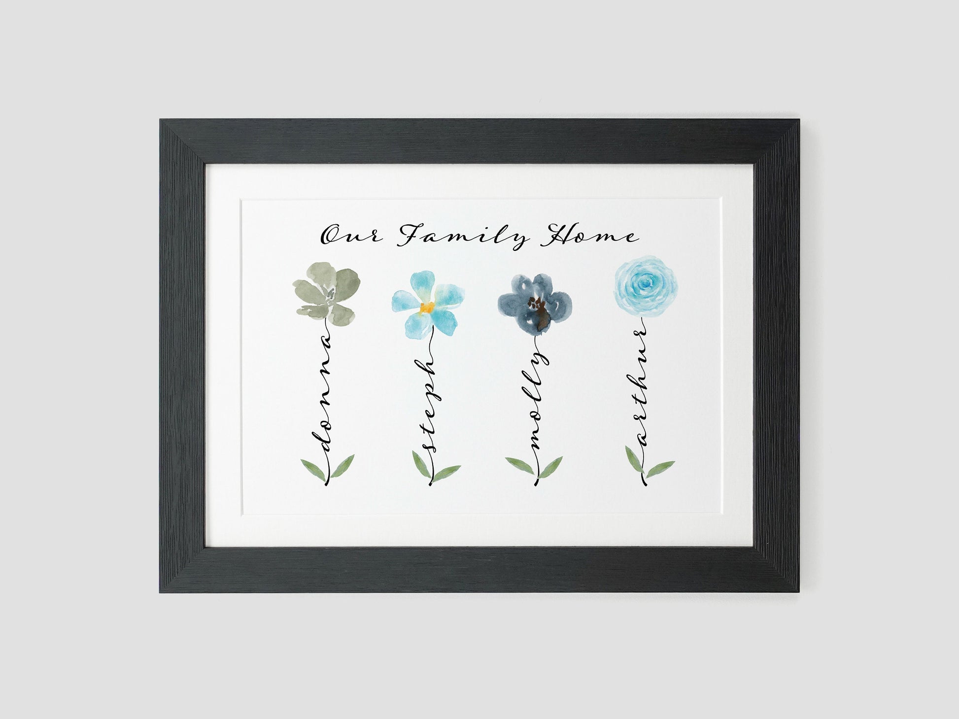 Personalised flower family name print