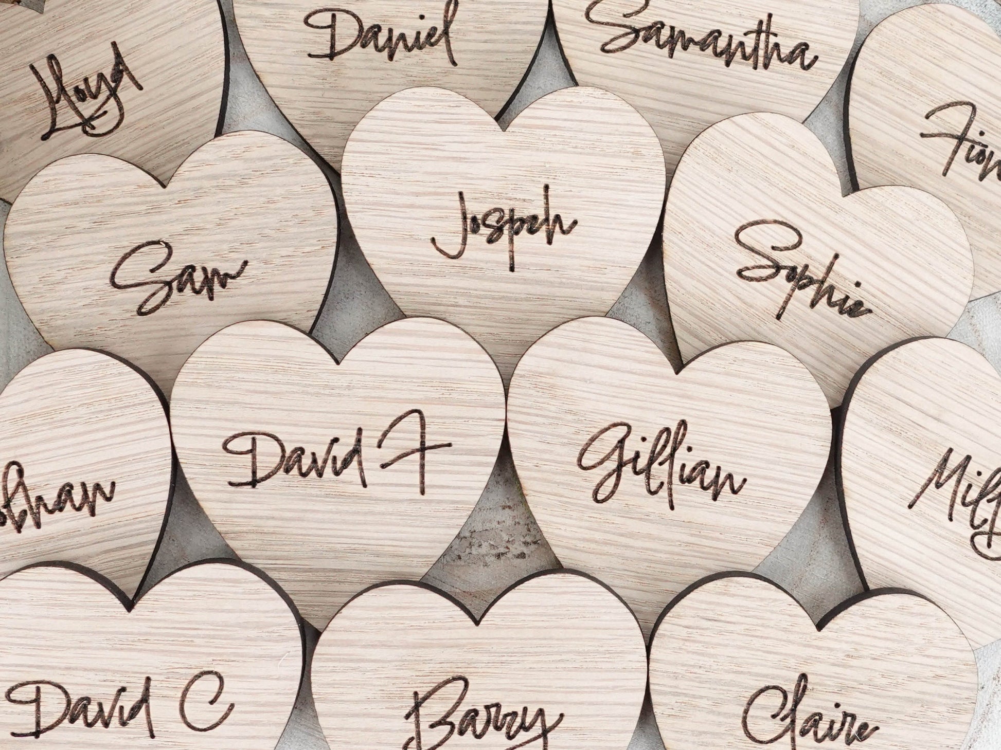 Wooden table place names