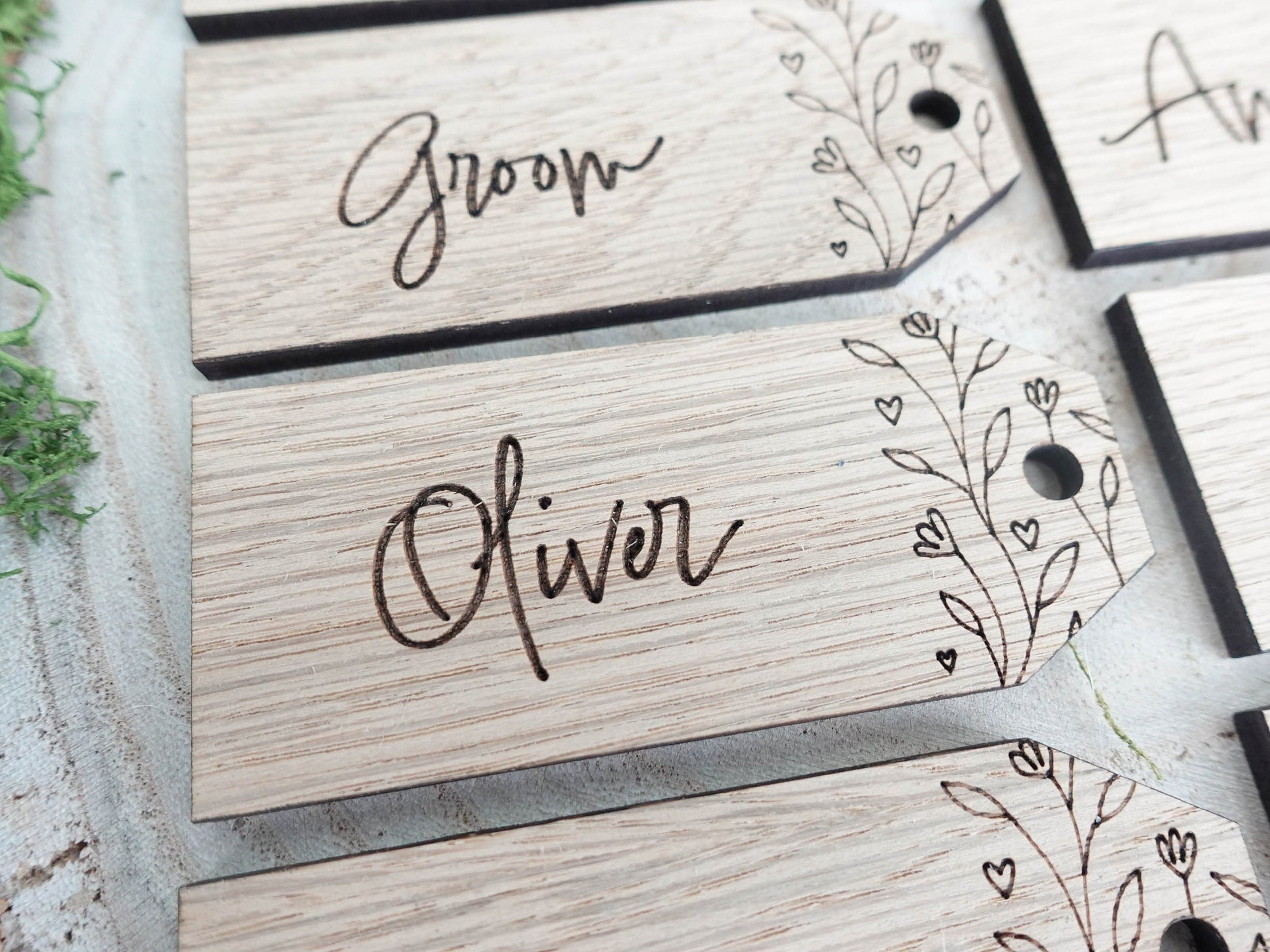 Wooden table place names