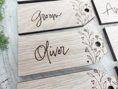 Wooden table place names