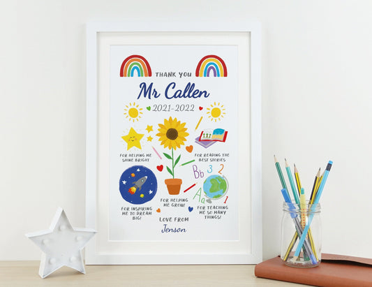 Nursery, School or Teacher personalised thank you gift