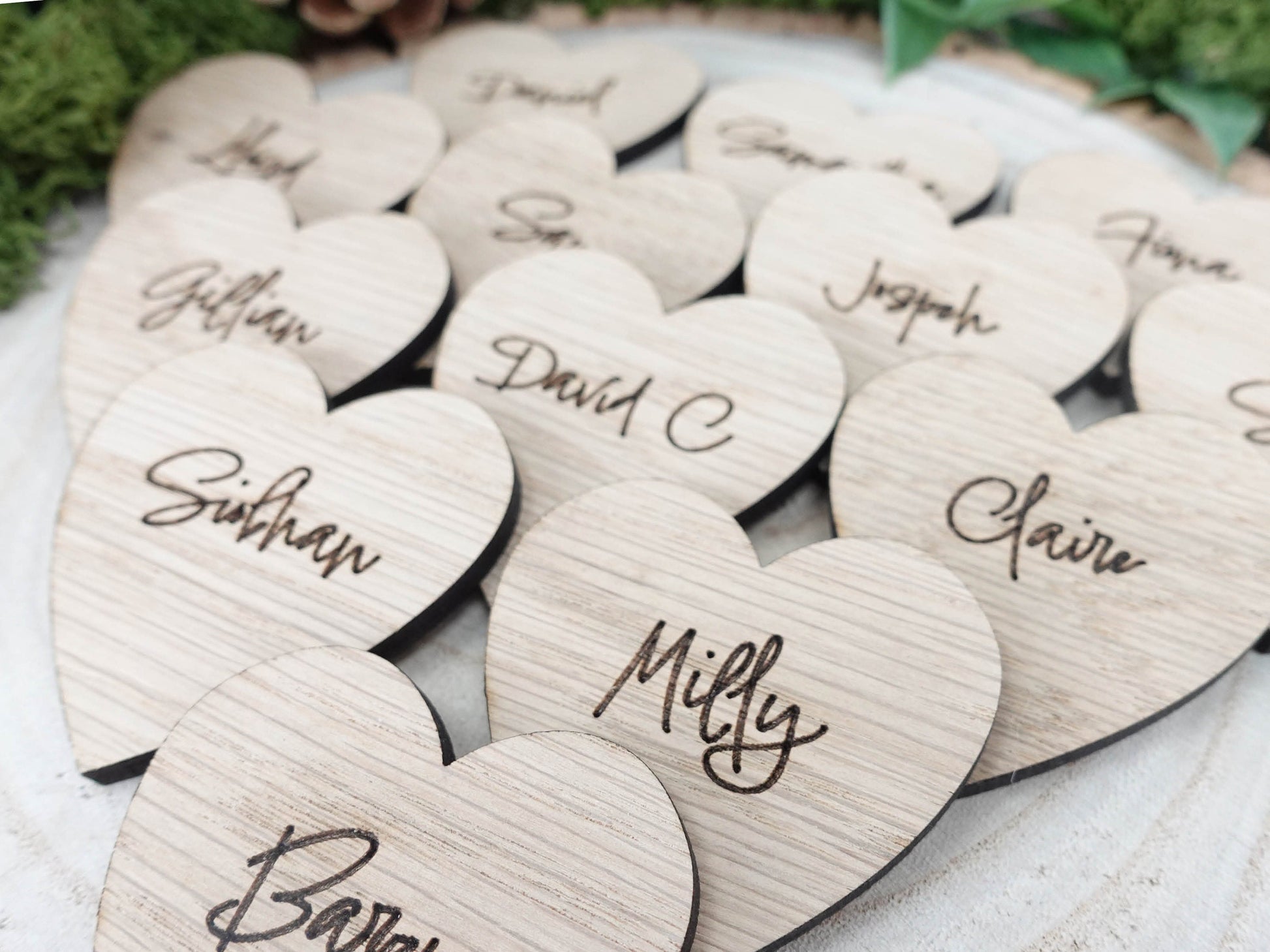 Wooden table place names
