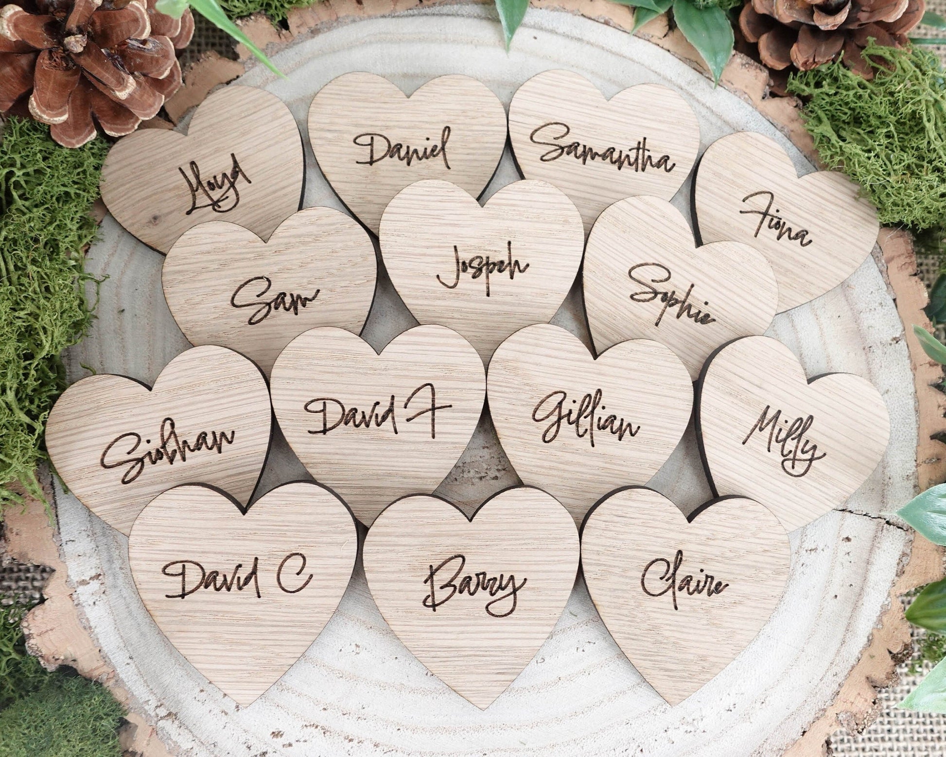 Wooden table place names