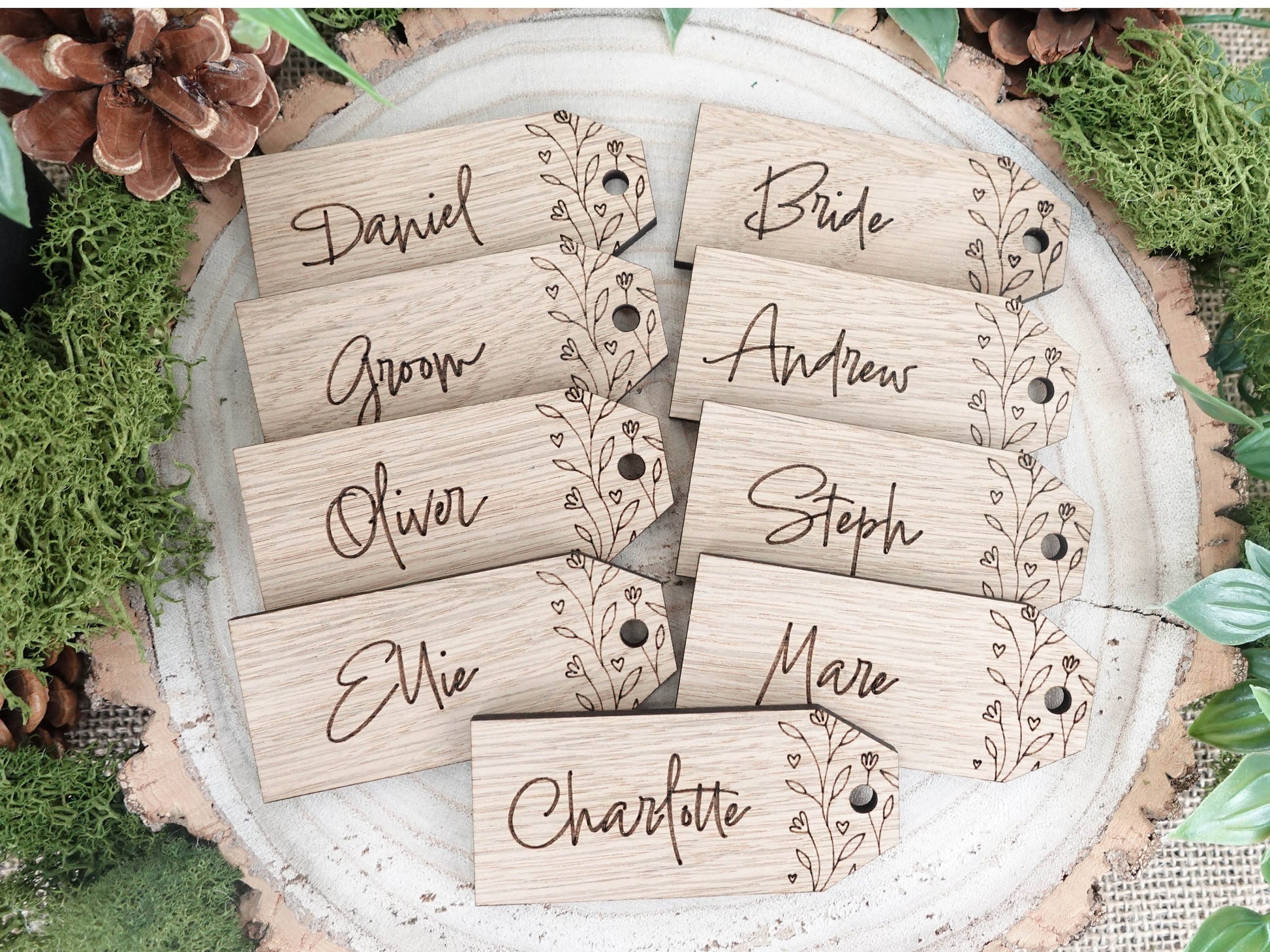 Wooden table place names