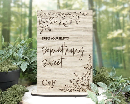 Wooden Sweet Cart Wedding Sign - Personalised with initials and wedding date VA228