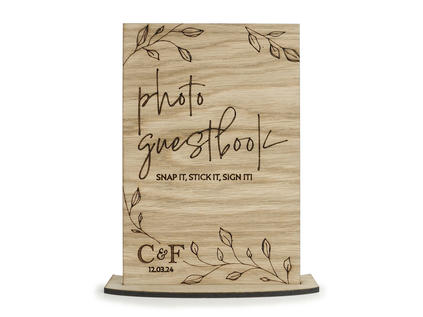 Wooden Photo Guestbook Wedding Sign - Personalised with initials and wedding date VA224