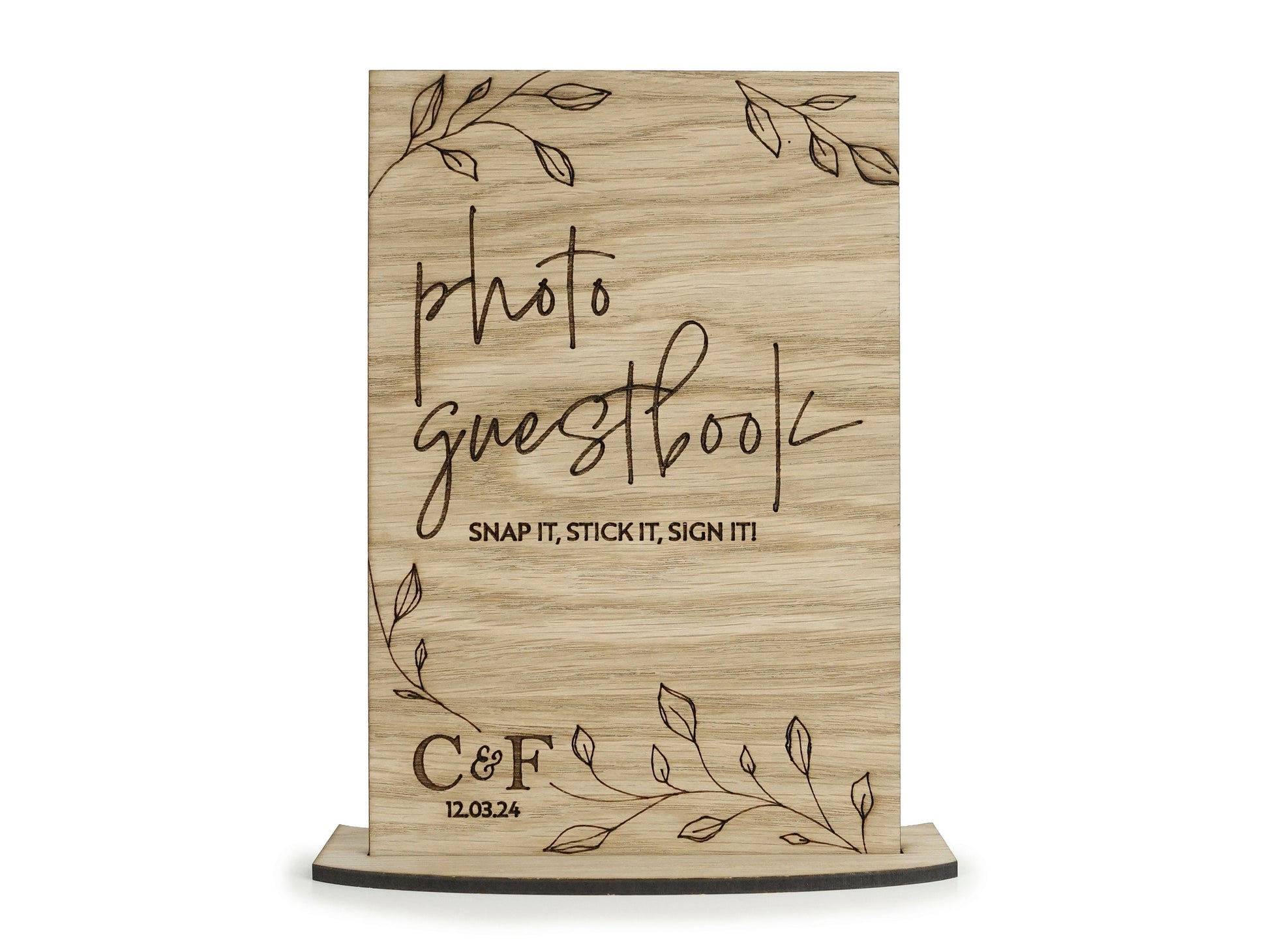 Wooden Photo Guestbook Wedding Sign - Personalised with initials and wedding date VA224