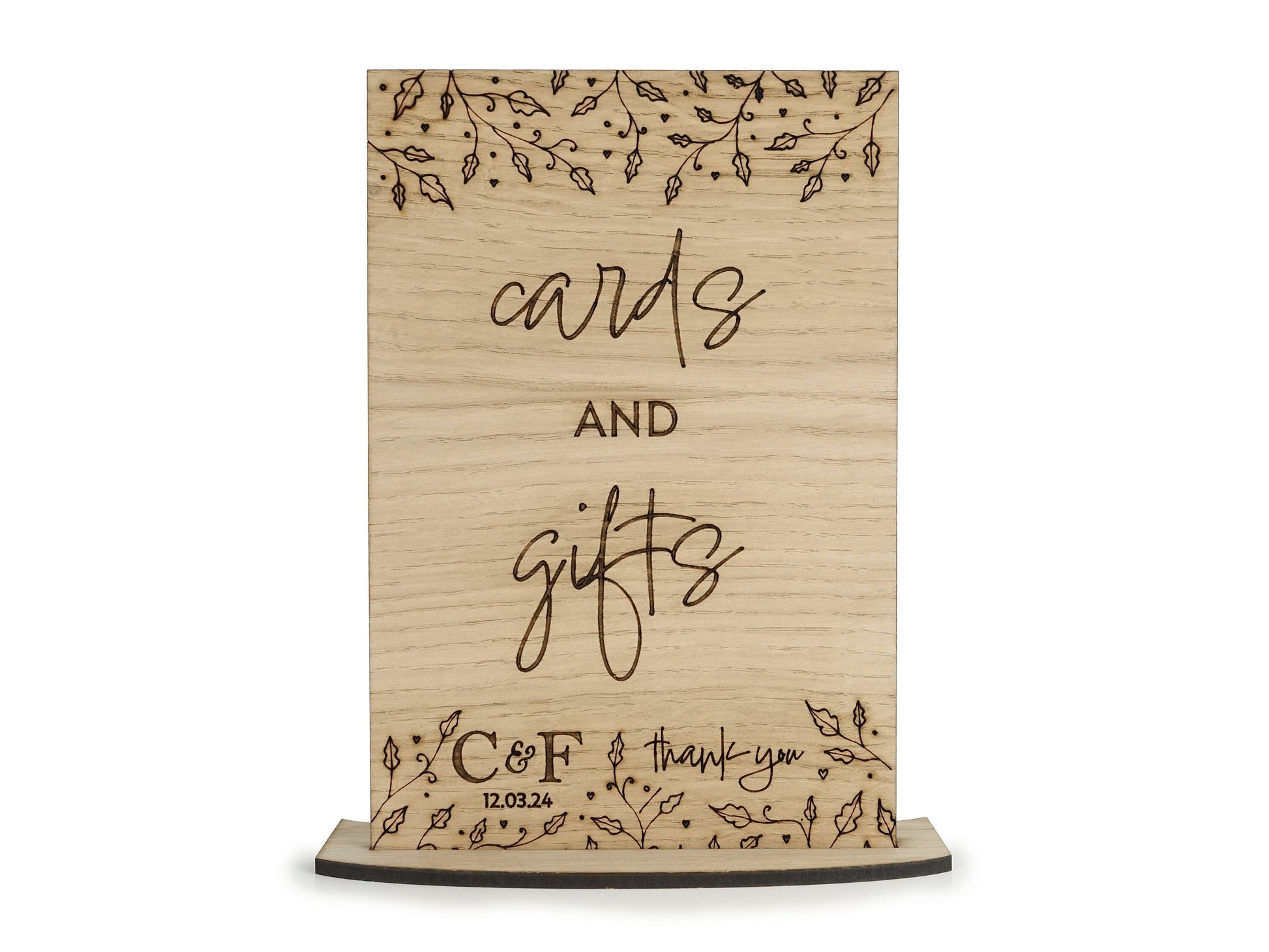 Wooden Cards and Gifts Wedding Sign - Personalised with initials and wedding date VA206