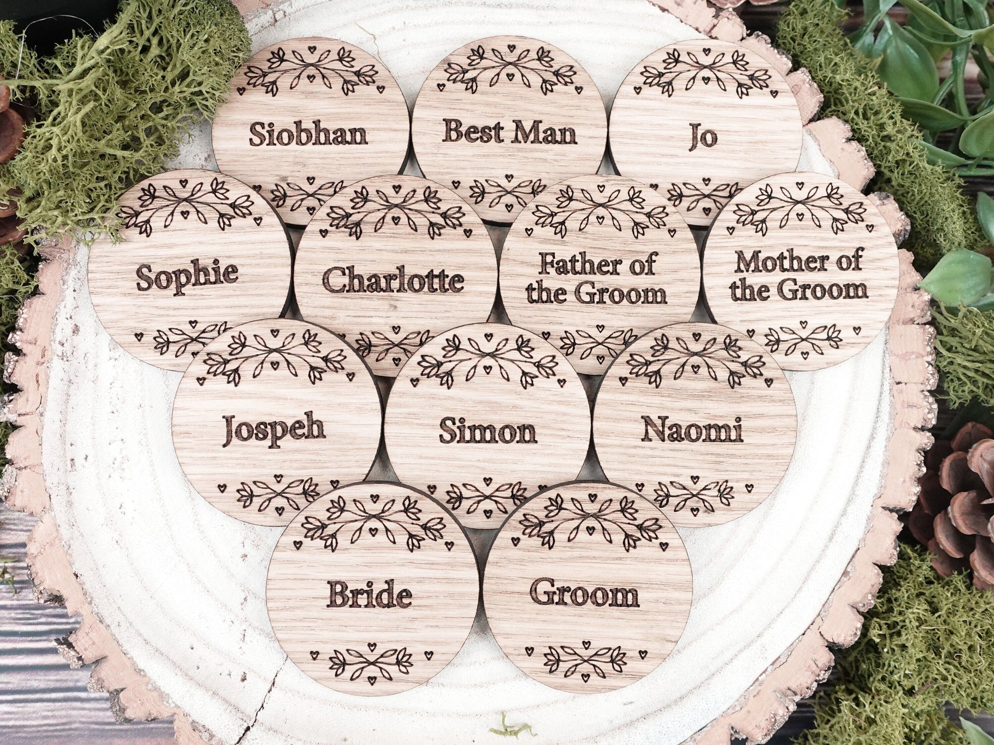 Wooden table place names