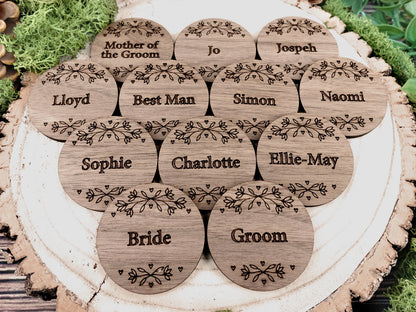 Wooden table place names